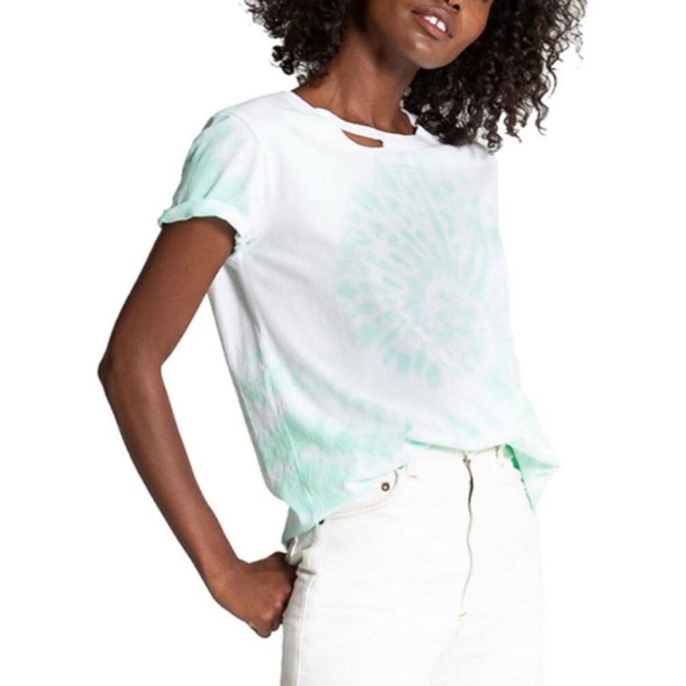 n:PHILANTHROPY Womens Harlow BFF White Tie Dye Cut Out Tee T-Shirt NWT